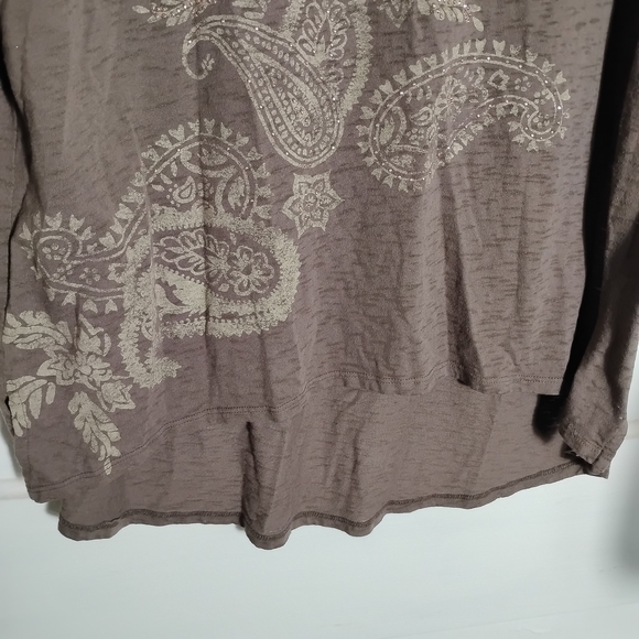 St. John's Bay Brown Paisley 3/4 Length Sleeve Top - Picture 6 of 10